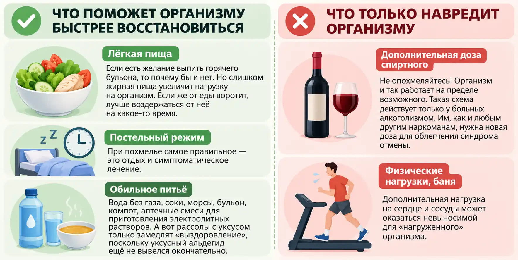 Инфографика: Как помочь восстановиться организму после алкоголя